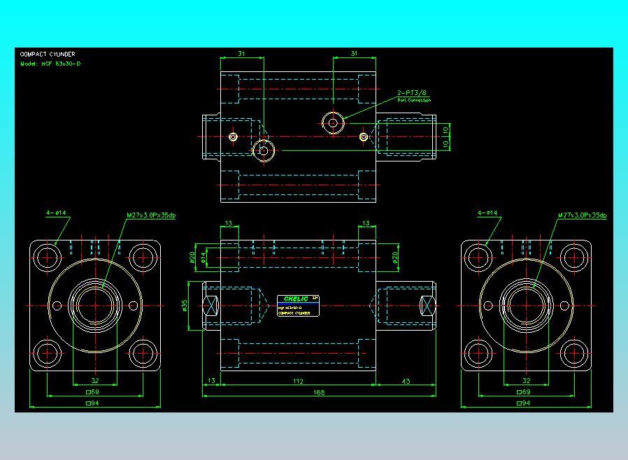 薄型气缸转角下压缸2D-HCF63x30-D