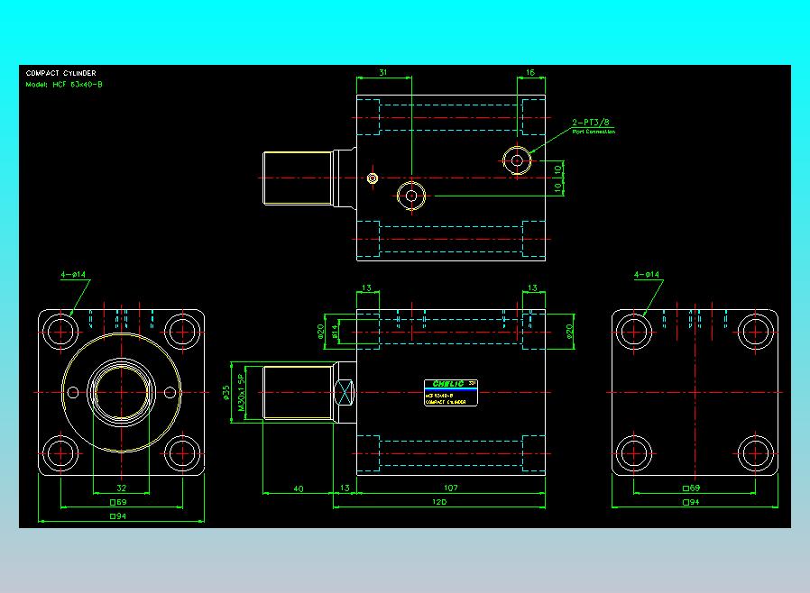 薄型气缸转角下压缸2D-HCF63x40-B