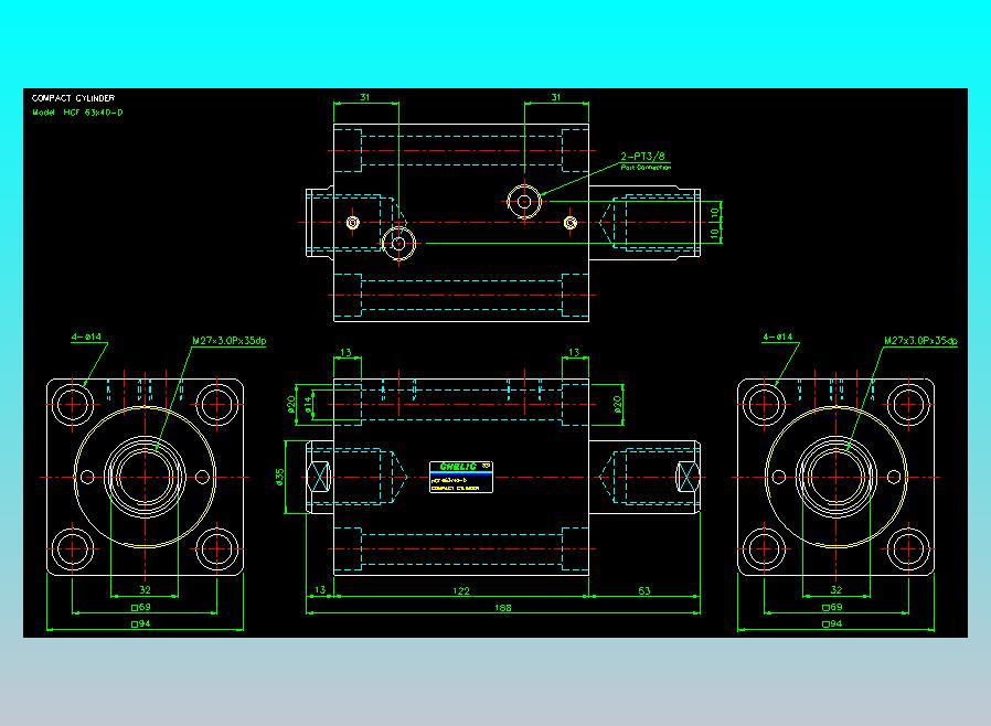 薄型气缸转角下压缸2D-HCF63x40-D