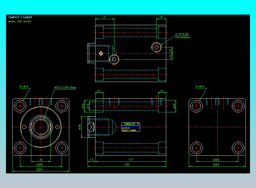 薄型气缸转角下压缸2D-HCF63x50