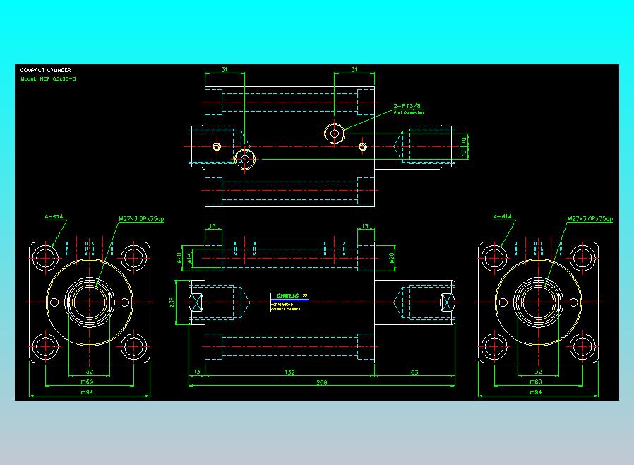 薄型气缸转角下压缸2D-HCF63x50-D