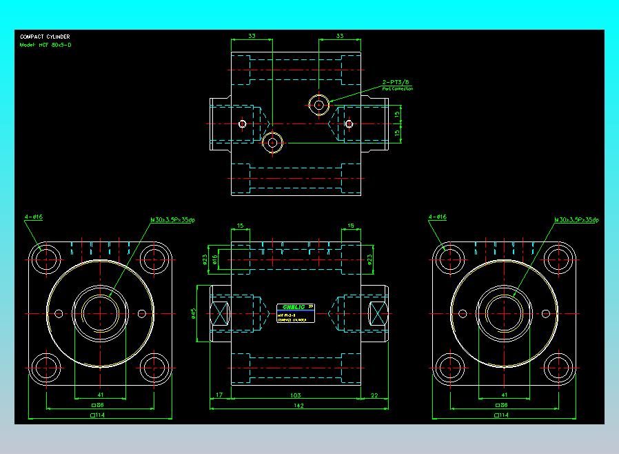 薄型气缸转角下压缸2D-HCF80x5-D