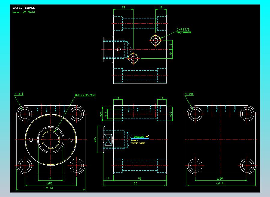 薄型气缸转角下压缸2D-HCF80x10
