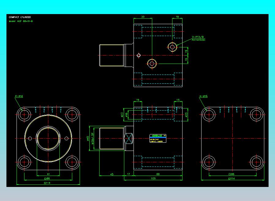 薄型气缸转角下压缸2D-HCF80x10-B