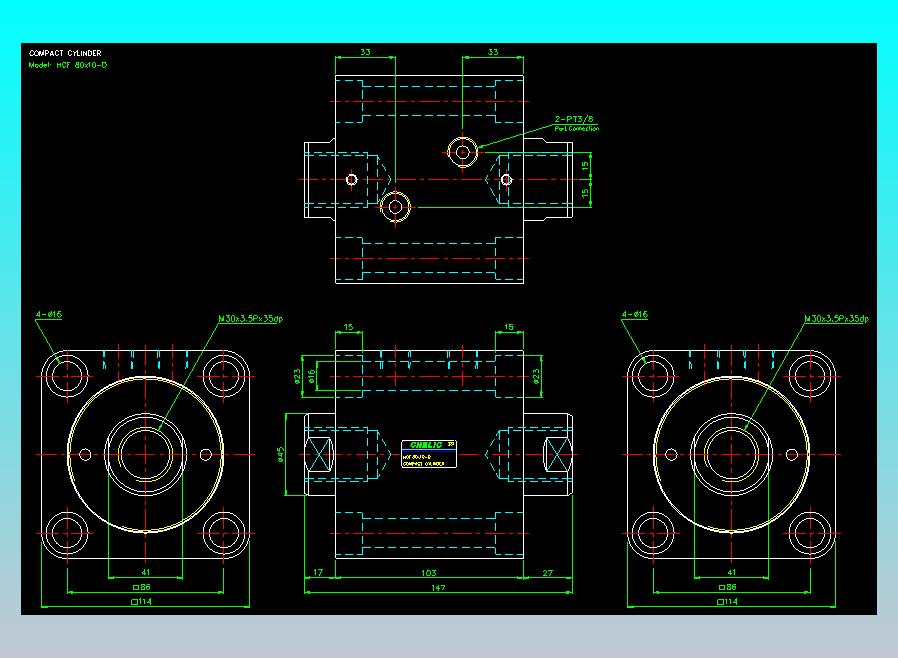 薄型气缸转角下压缸2D-HCF80x10-D