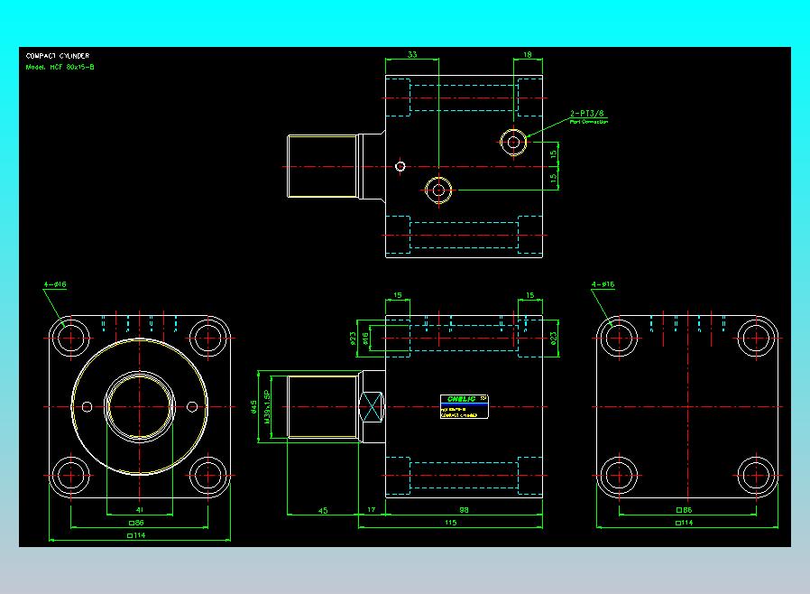 薄型气缸转角下压缸2D-HCF80x15-B
