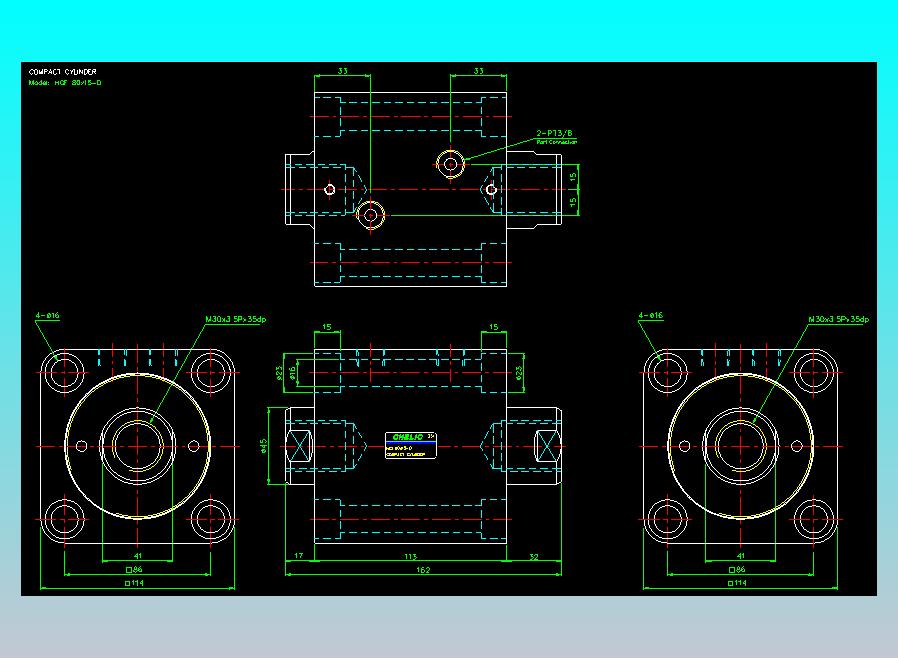 薄型气缸转角下压缸2D-HCF80x15-D