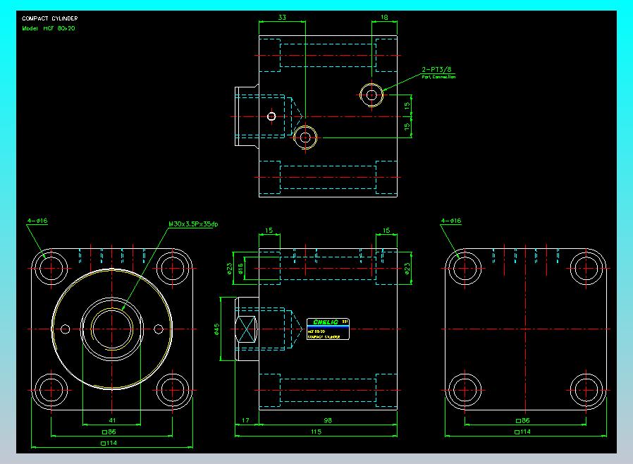 薄型气缸转角下压缸2D-HCF80x20