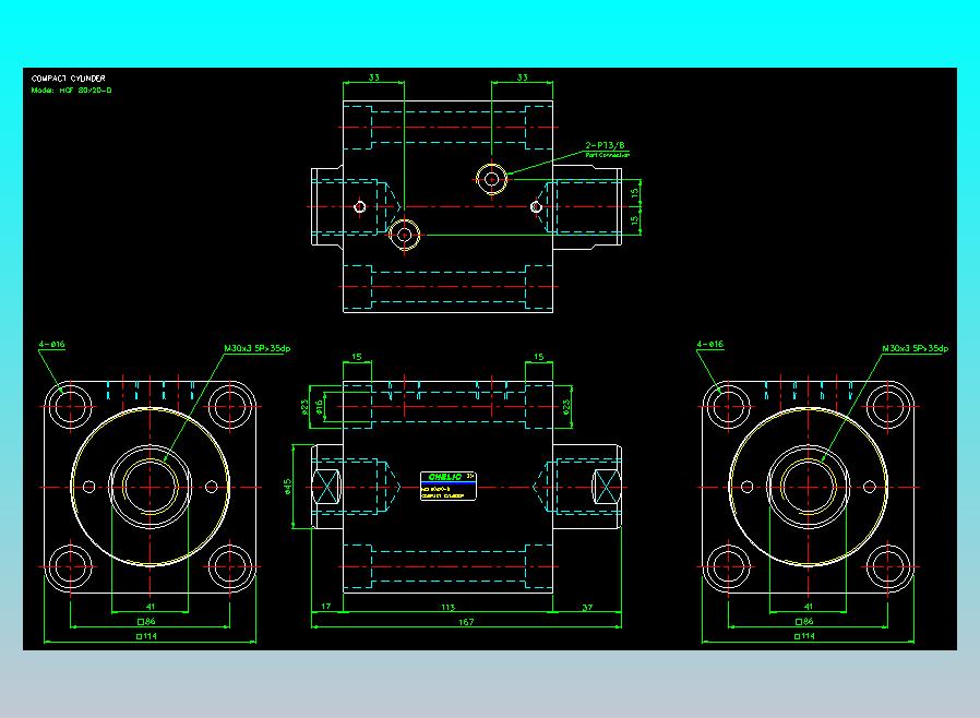 薄型气缸转角下压缸2D-HCF80x20-D