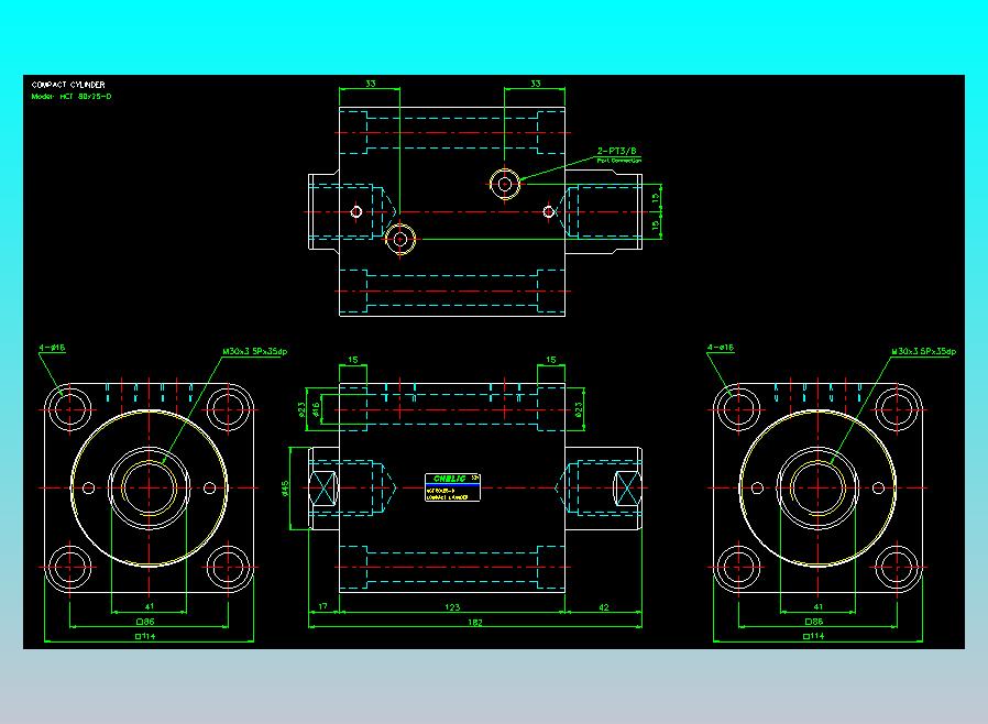 薄型气缸转角下压缸2D-HCF80x25-D