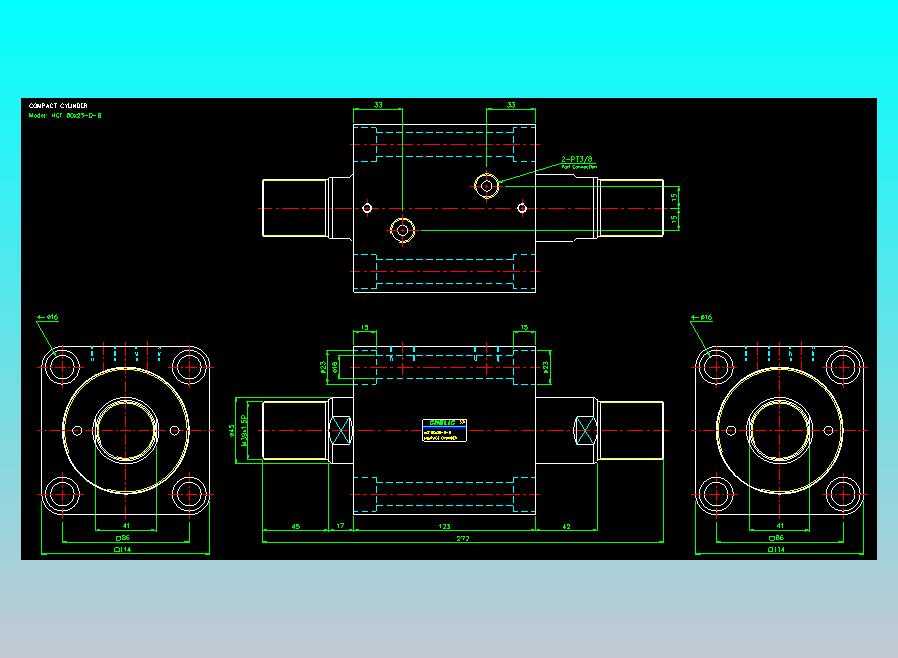 薄型气缸转角下压缸2D-HCF80x25-D-B