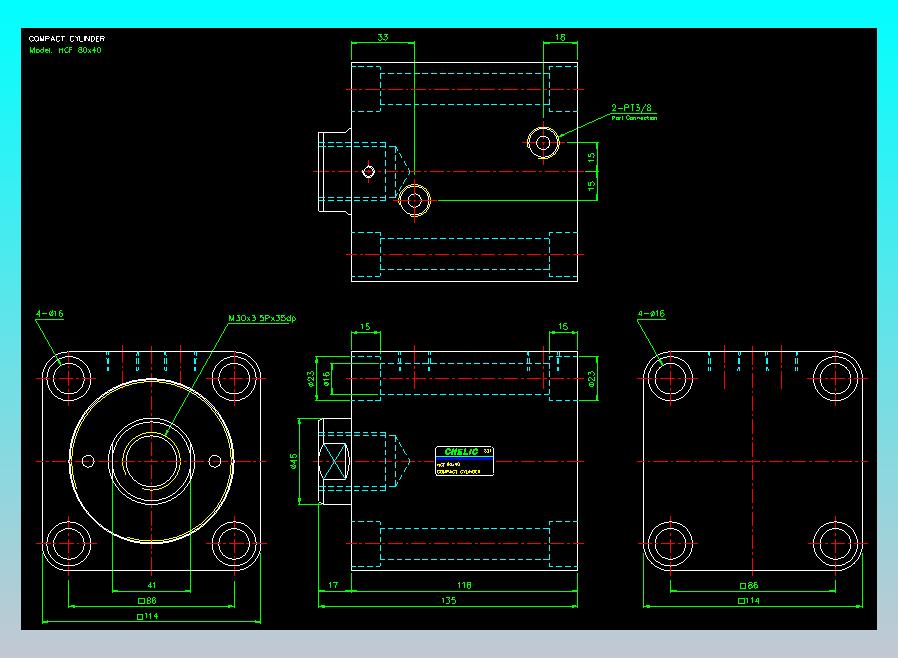 薄型气缸转角下压缸2D-HCF80x40