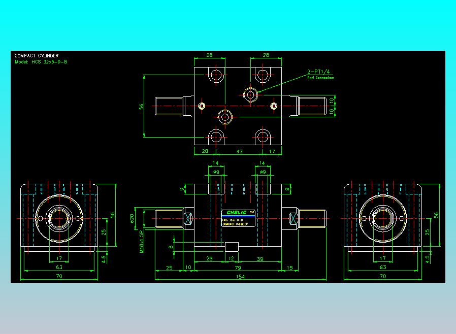 薄型气缸转角下压缸2D-HCS32x5-D-B