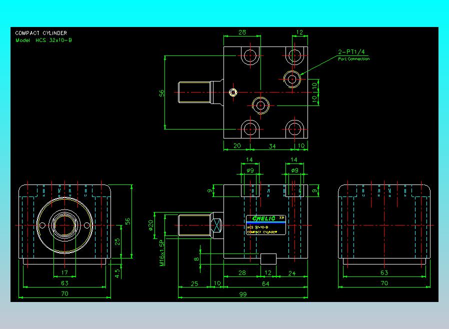 薄型气缸转角下压缸2D-HCS32x10-B