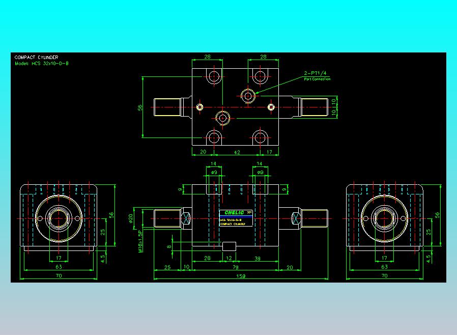 薄型气缸转角下压缸2D-HCS32x10-D-B
