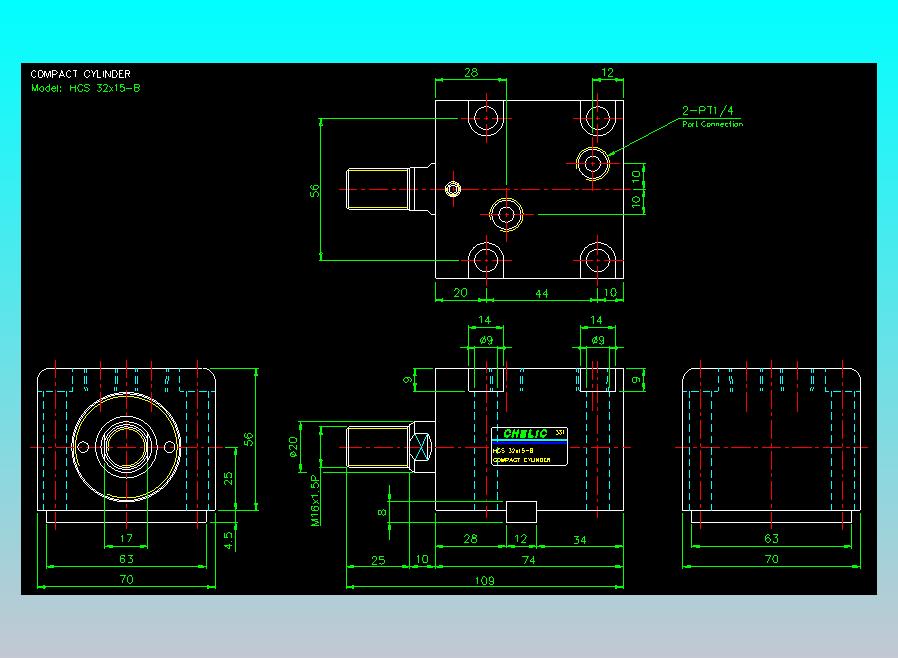 薄型气缸转角下压缸2D-HCS32x15-B