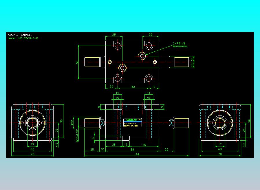 薄型气缸转角下压缸2D-HCS32x15-D-B
