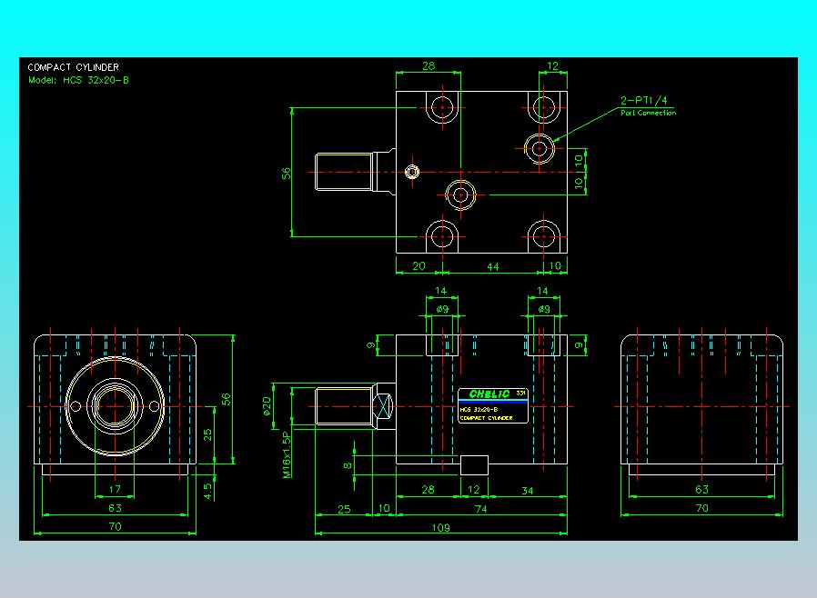 薄型气缸转角下压缸2D-HCS32x20-B