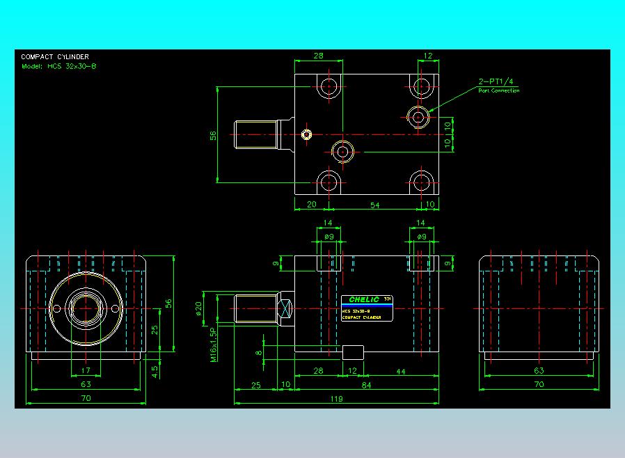 薄型气缸转角下压缸2D-HCS32x30-B