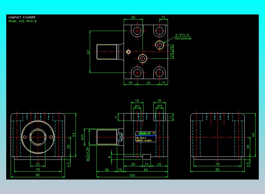 薄型气缸转角下压缸2D-HCS40x5-B