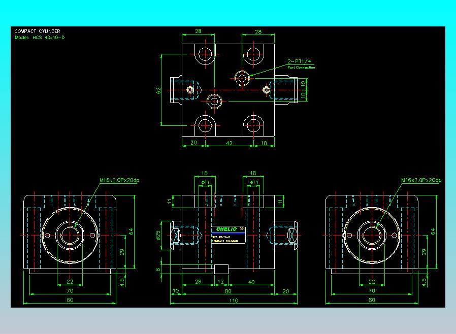 薄型气缸转角下压缸2D-HCS40x10-D