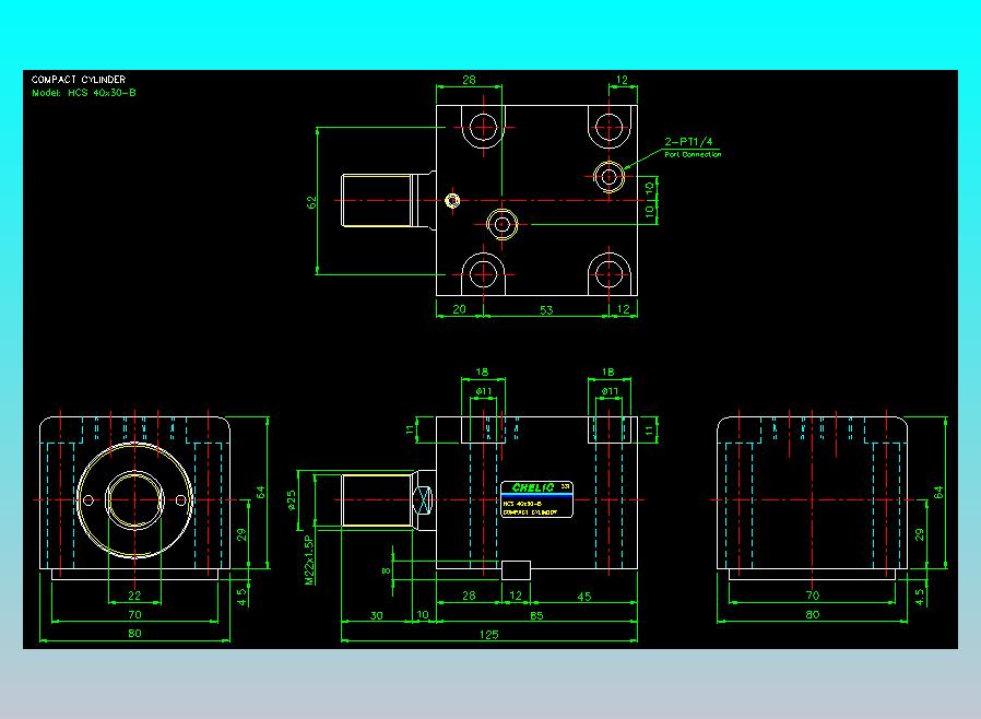 薄型气缸转角下压缸2D-HCS40x30-B