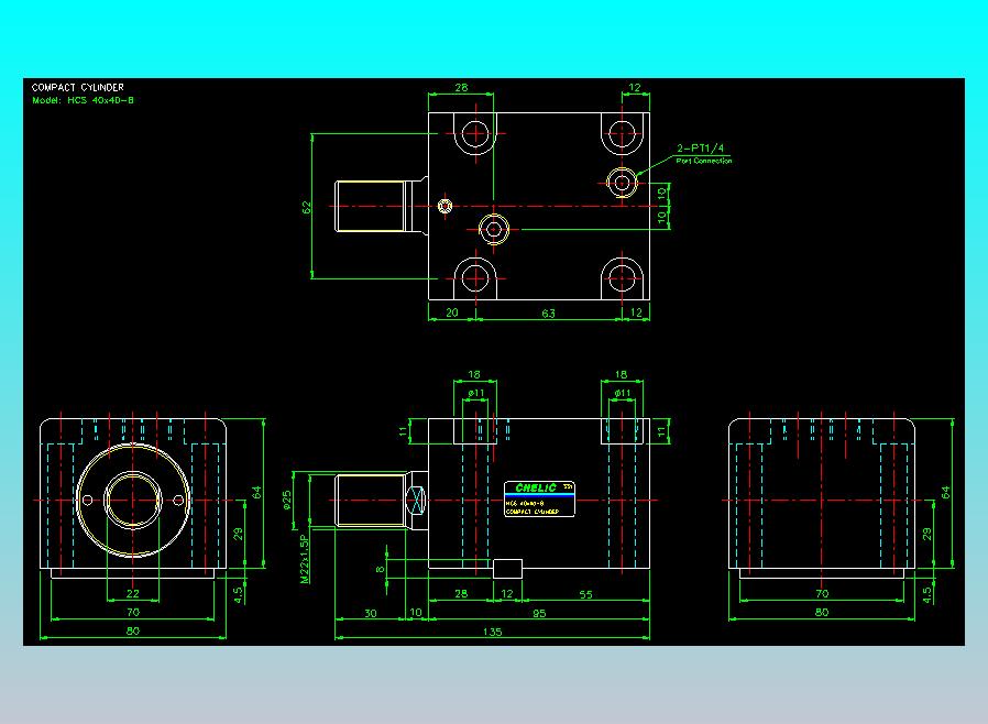薄型气缸转角下压缸2D-HCS40x40-B