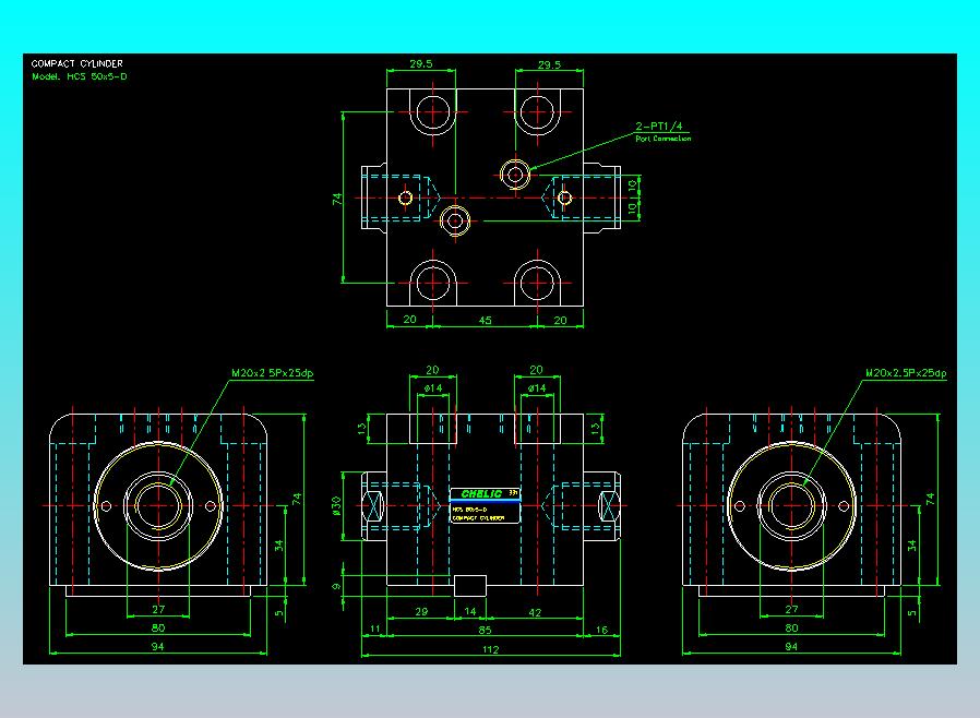 薄型气缸转角下压缸2D-HCS50x5-D