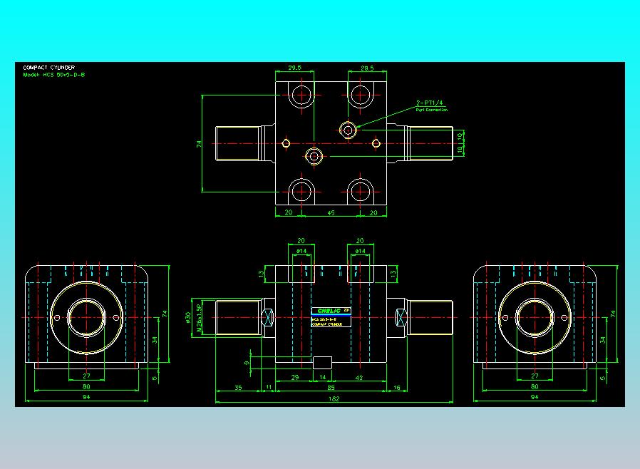薄型气缸转角下压缸2D-HCS50x5-D-B