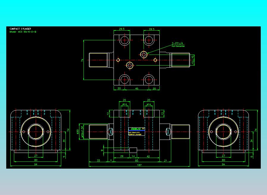 薄型气缸转角下压缸2D-HCS50x10-D-B