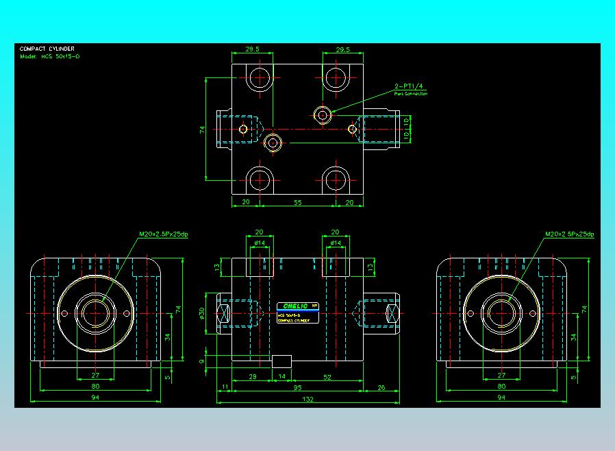薄型气缸转角下压缸2D-HCS50x15-D