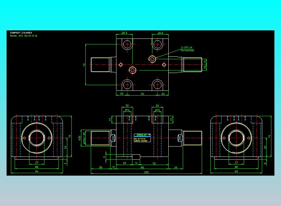 薄型气缸转角下压缸2D-HCS50x15-D-B