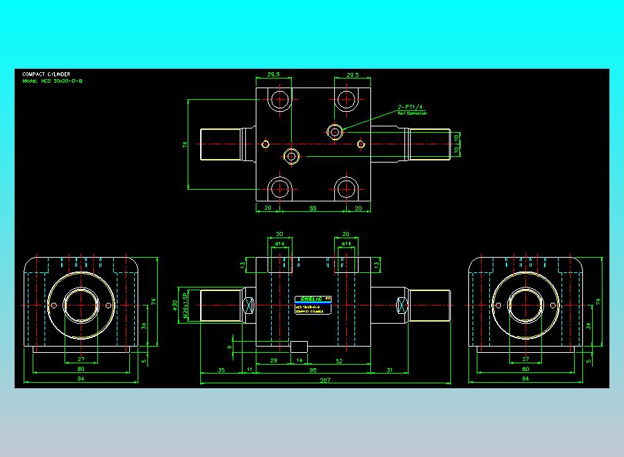 薄型气缸转角下压缸2D-HCS50x20-D-B