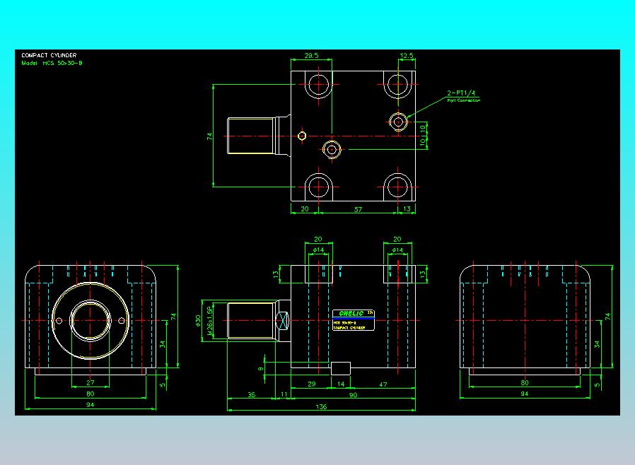 薄型气缸转角下压缸2D-HCS50x30-B