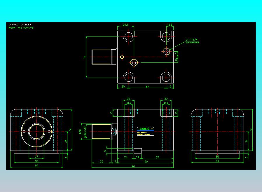 薄型气缸转角下压缸2D-HCS50x40-B