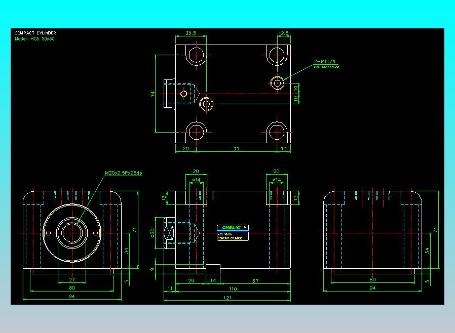 薄型气缸转角下压缸2D-HCS50x50
