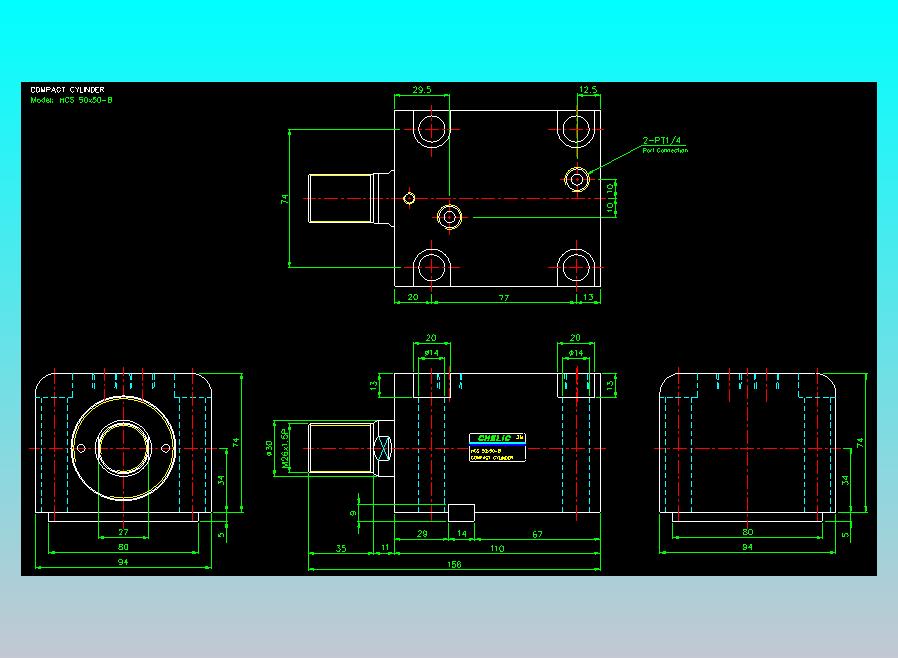 薄型气缸转角下压缸2D-HCS50x50-B