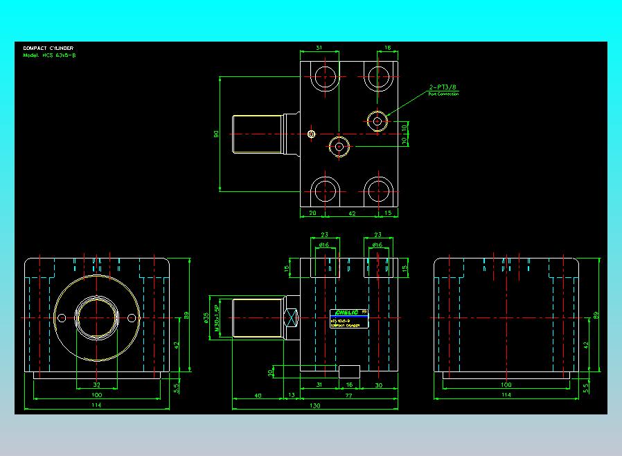薄型气缸转角下压缸2D-HCS63x5-B