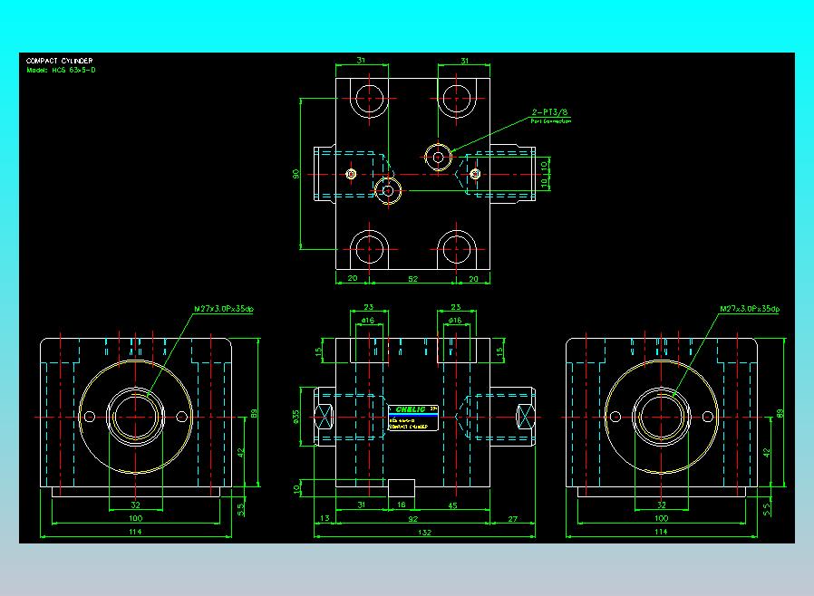 薄型气缸转角下压缸2D-HCS63x5-D