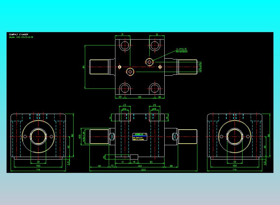 薄型气缸转角下压缸2D-HCS63x15-D-B