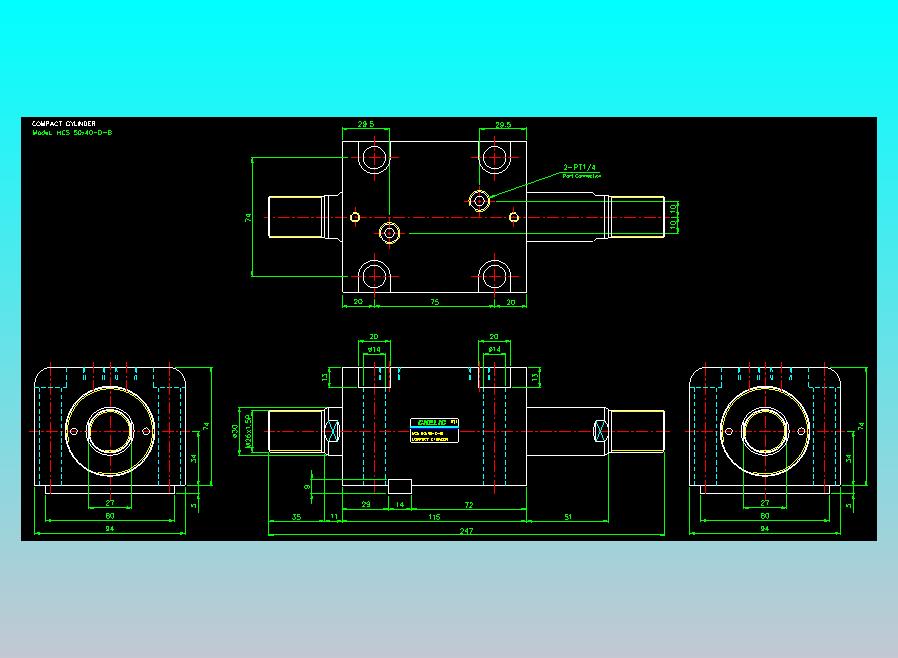 薄型气缸转角下压缸2D-HCS50x40-D-B