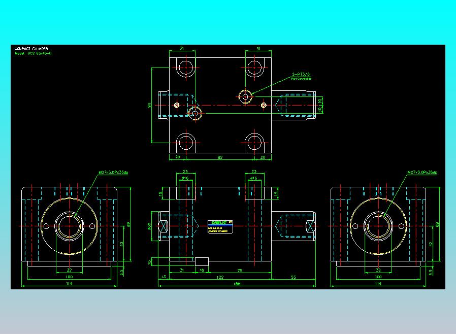 薄型气缸转角下压缸2D-HCS63x40-D