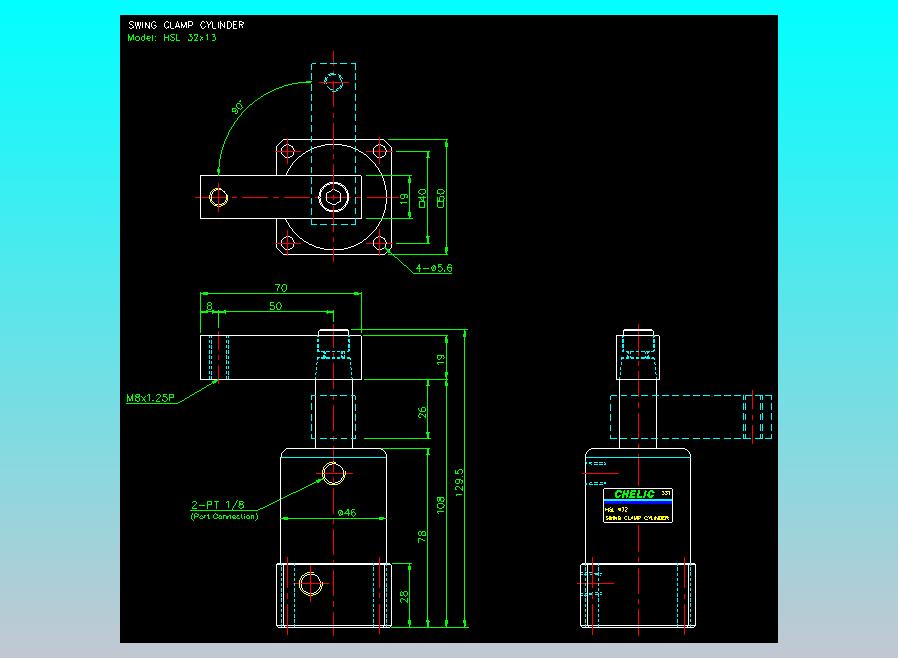 薄型气缸转角下压缸2D-HSL32x13