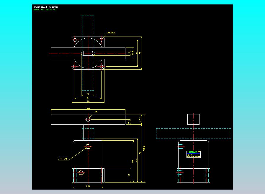 薄型气缸转角下压缸2D-HSL50x15-D