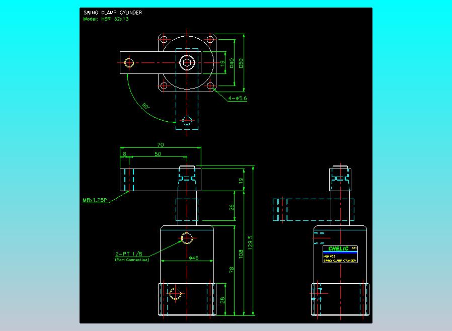 薄型气缸转角下压缸2D-HSR32x13