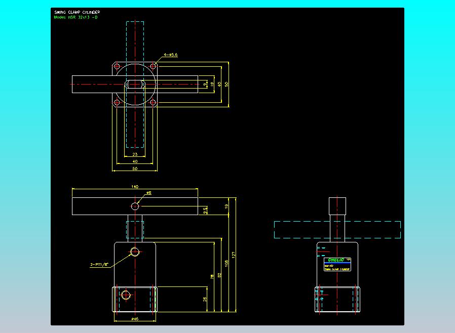薄型气缸转角下压缸2D-HSR32x13-D