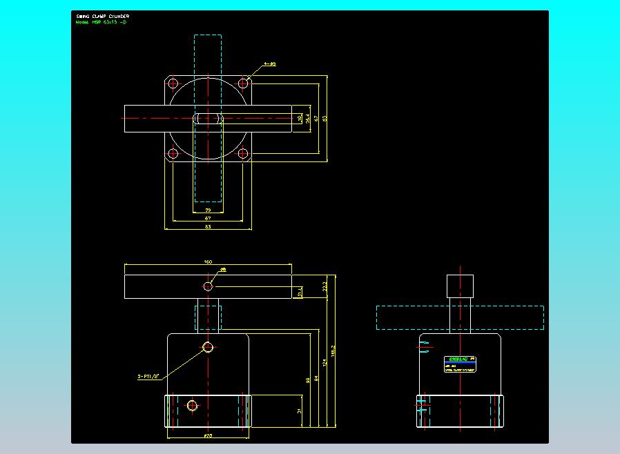 薄型气缸转角下压缸2D-HSR63x15-D