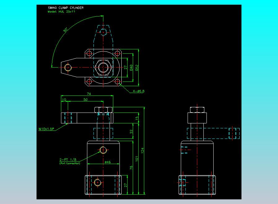 薄型气缸转角下压缸2D-HUL25x11