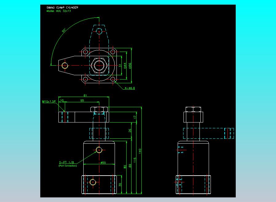 薄型气缸转角下压缸2D-HUL32x13