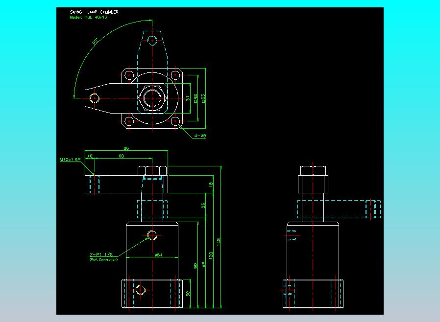 薄型气缸转角下压缸2D-HUL40x13